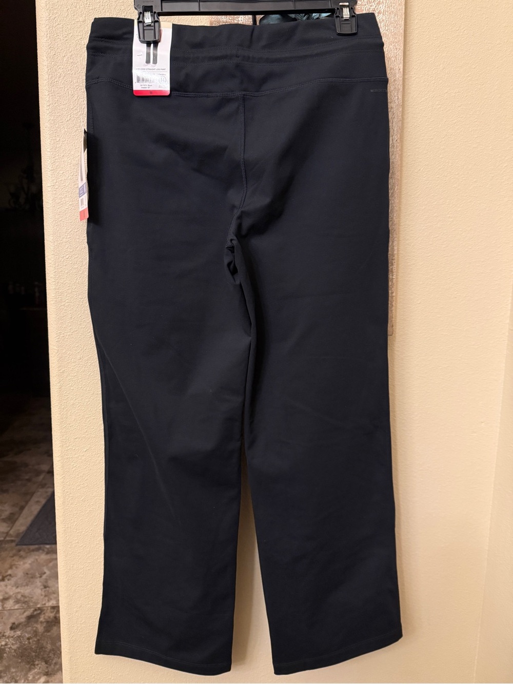Mondetta Black High Rise Straight Leg Active Tech Pants Womens L NWT - Picture 3 of 8